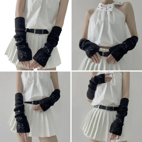 Calentadores Y2K con Lazo: Estilo Kawaii Harajuku