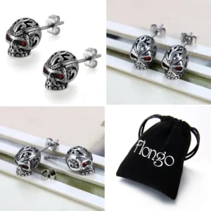 Pendientes Calavera Roja - Acero Punk/Gótico