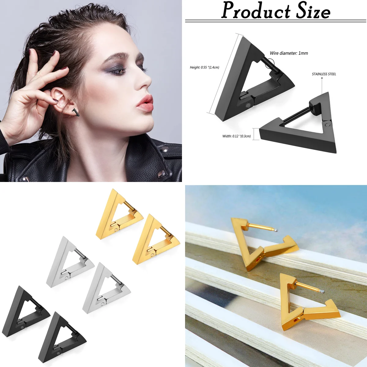 Aros Triángulo Punk: Estilo Gótico y Metal