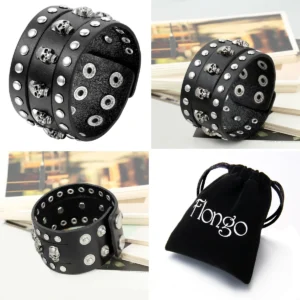 Brazalete Calavera Punk Negra: Rock & Roll Auténtico