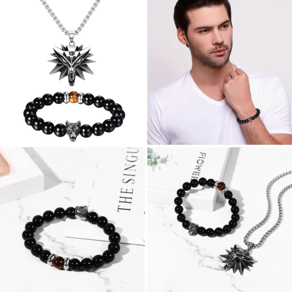 Collar Lobo Acero: Estilo Gótico y Metal Impecable