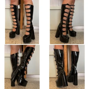 Botas Góticas Frankie Hsu: Plataforma y Estilo Hasta la Rodilla