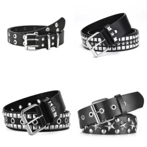 Cinturón GIMIRO Punk con Remaches y Estrellas