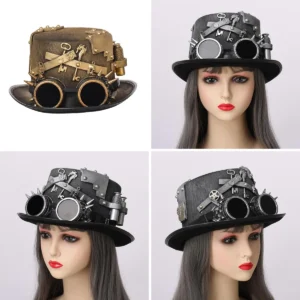 Sombrero Copa Steampunk con Gafas - ¡Estilo Gótico y Rebelde!
