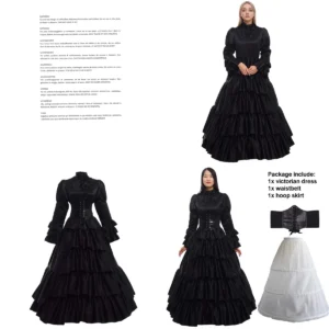 Vestido Reina Medieval Gótico Victoriano: Elegancia Oscura