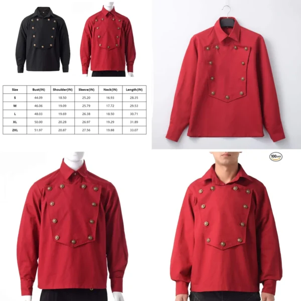 Camisa Steampunk Victoriana Hombre: Estilo Gótico y Rockabilly