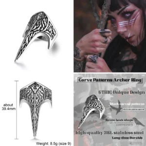 Anillo Águila Gótica: Acero Inoxidable Vintage