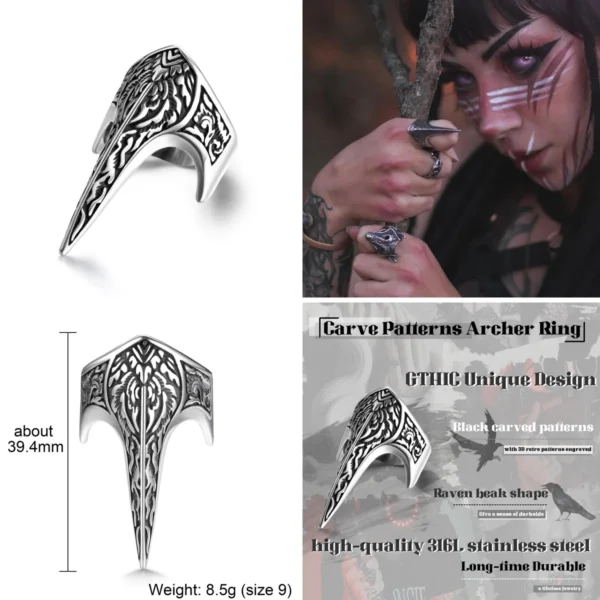 Anillo Águila Gótica: Acero Inoxidable Vintage