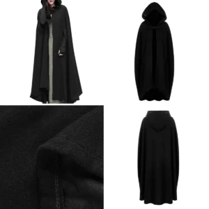 Gabardina Negra Con Capucha: Estilo Gótico y Rebelde