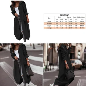 Gabardina Steampunk Negra: Estilo Y2K con Capucha