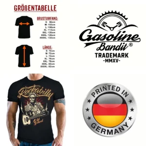 Camiseta Rockabilly Gasoline Bandit: Estilo y Calidad Negra XL