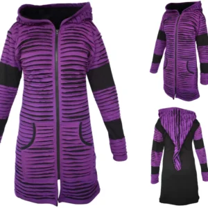 Abrigo Gótico Morado Forro Polar: Calidez Alternativa Extrema