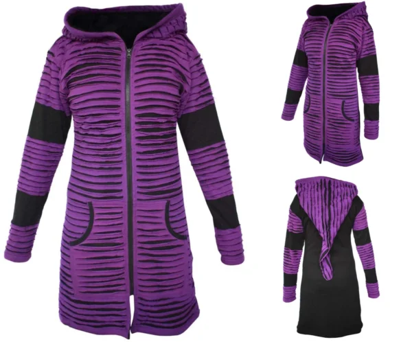 Abrigo Gótico Morado Forro Polar: Calidez Alternativa Extrema