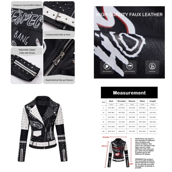 Chaqueta Biker Mujer: Tachuelas & Diseño Floral Oscuro