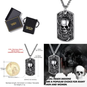 Collar Calavera Vikinga: Estilo Gótico y Rebelde