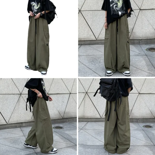 Pantalones Cargo Góticos Verde Militar: Estilo Y2K Holgado