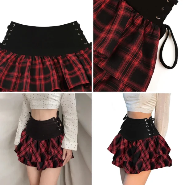 Falda Gótica Ajustada con Lazos y Volantes