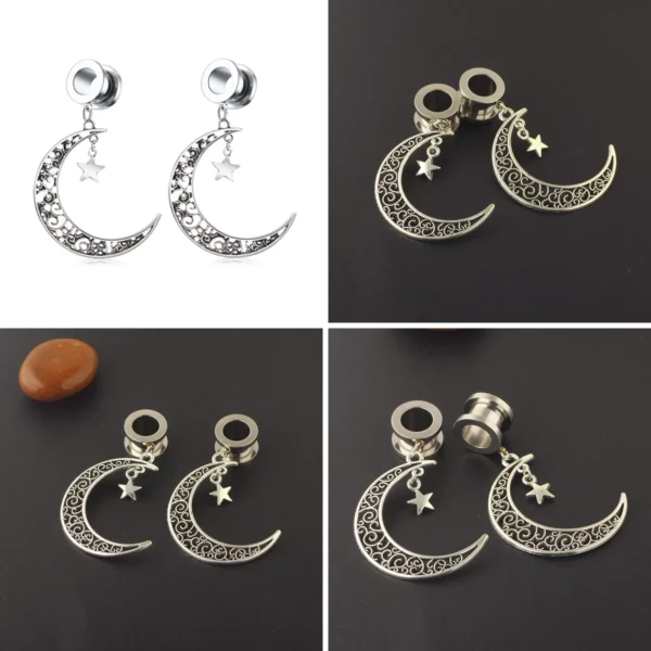 Dilatadores Luna y Estrella Gótico - Elegancia Oscura 6-25mm