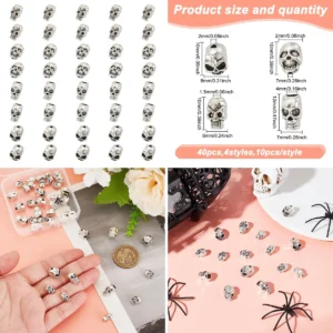 Cuentas Calavera Plata Antigua: Tu Toque Gótico/Metal