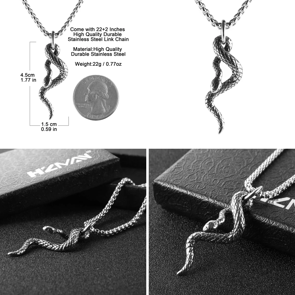 Collar Serpiente Gótico Acero Inoxidable - Estilo Oscuro