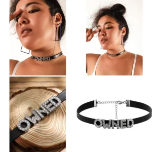 Choker Gótico Punk "Owned" con Piel Sintética
