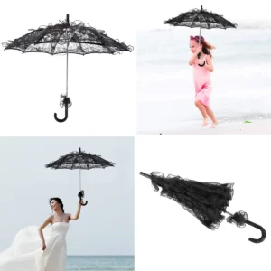 Paraguas de Encaje Vintage: Elegancia Gótica y Rockabilly