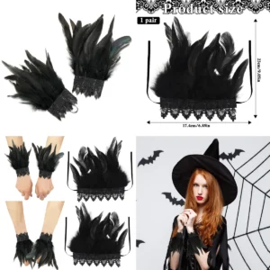 Puños de Plumas Góticas: Estilo Oscuro y Atrevido