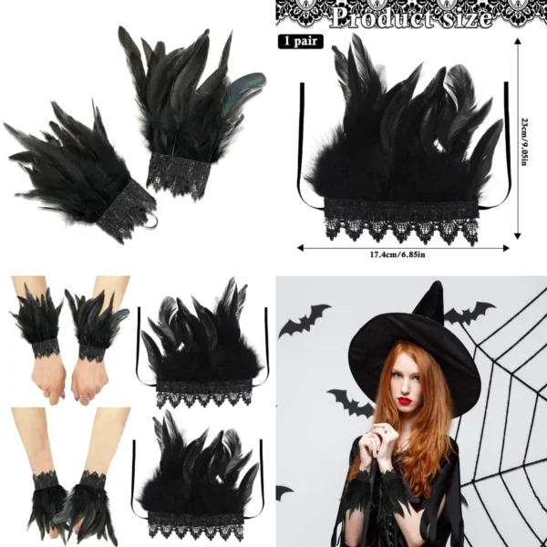 Puños de Plumas Góticas: Estilo Oscuro y Atrevido