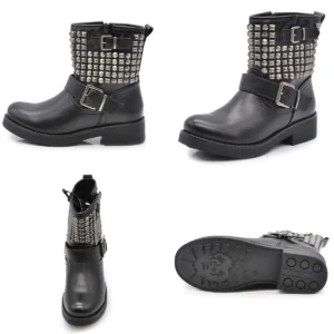 Botas IF: Estilo Motorista con Hebilla & Tachuelas