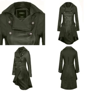 Abrigo Gótico Victoriano: Cuero Auténtico, Corte Impecable