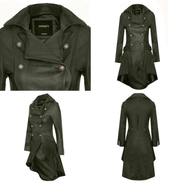 Abrigo Gótico Victoriano: Cuero Auténtico, Corte Impecable