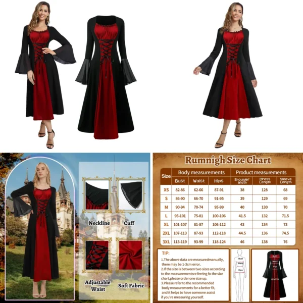 Vestido Gótico Medieval con Cuernos: Tu Look Oscuro Perfecto