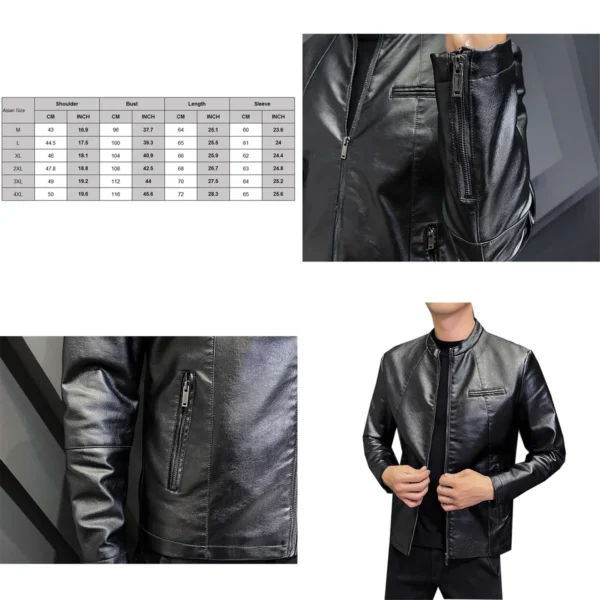 Chaqueta Cuero PU Slim Fit: Estilo Motero para el Rebelde Urbano