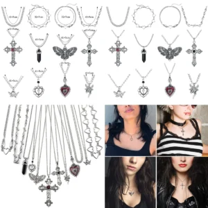 Conjunto Gótico 12 Collares: Estilo Y2K y Alternativo