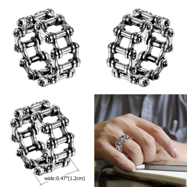 Anillo Biker Cadena Punk Rock - Acero Inoxidable