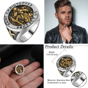 Anillo Vintage Acero Inoxidable San Cristóbal