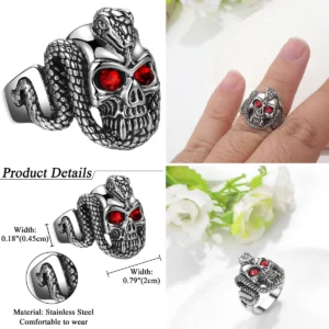 Anillo Calavera Serpiente: Estilo Punk para Hombres