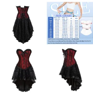 Corset y Falda Irregular Josamogre: Estilo Burlesque para Noches Especiales