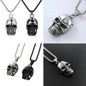 Collar Calavera Retro: Estilo Gótico y Punk para Él