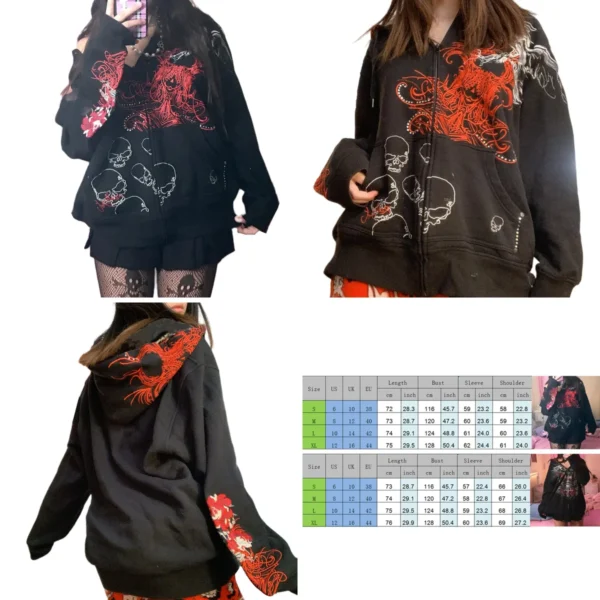 Sudadera Calavera Grunge: Estilo Y2K Auténtico