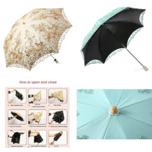 Sombrilla Gótica Encaje: Protección UV con Estilo Oscuro