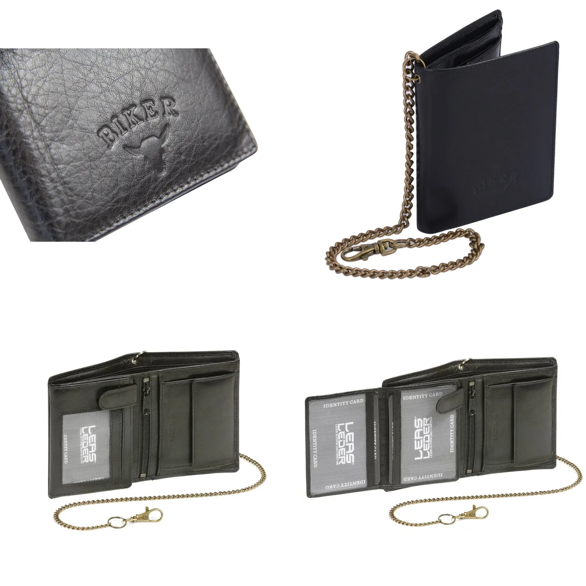 Cartera Biker LEAS Piel Auténtica con Cadena