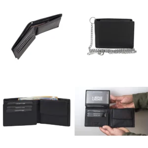 Cartera Biker LEAS Piel con Cadena y Protección RFID