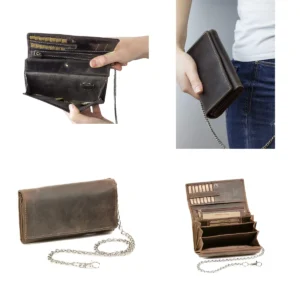 Cartera Biker LEAS Piel Vintage con Cadena Cromada