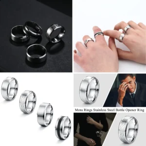 Anillos Metálicos Acero Mate: Estilo Gótico y Punk