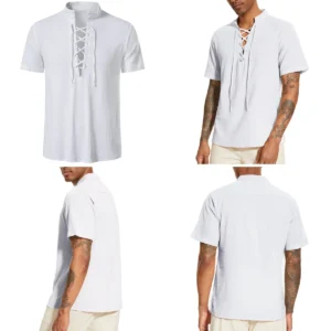 Camisa Lino Retro Hombre: Estilo Gótico y Punk