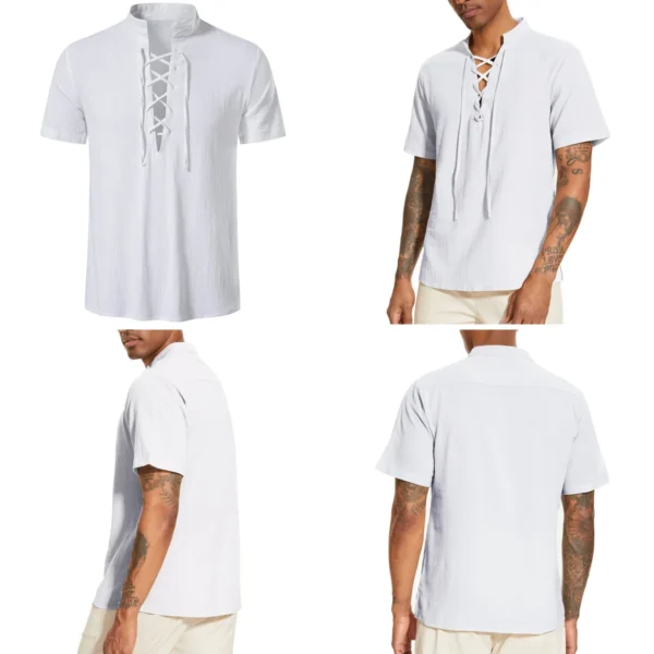 Camisa Lino Retro Hombre: Estilo Gótico y Punk