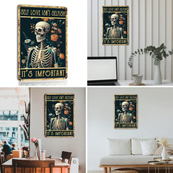Letrero Calavera Retro: Tu Toque Oscuro y Divertido