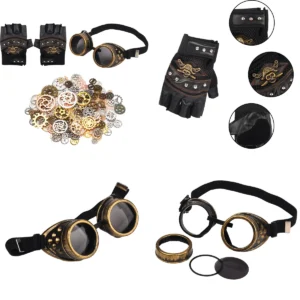 Gafas Steampunk y Guantes sin Dedos: Estilo Vintage y Cosplay