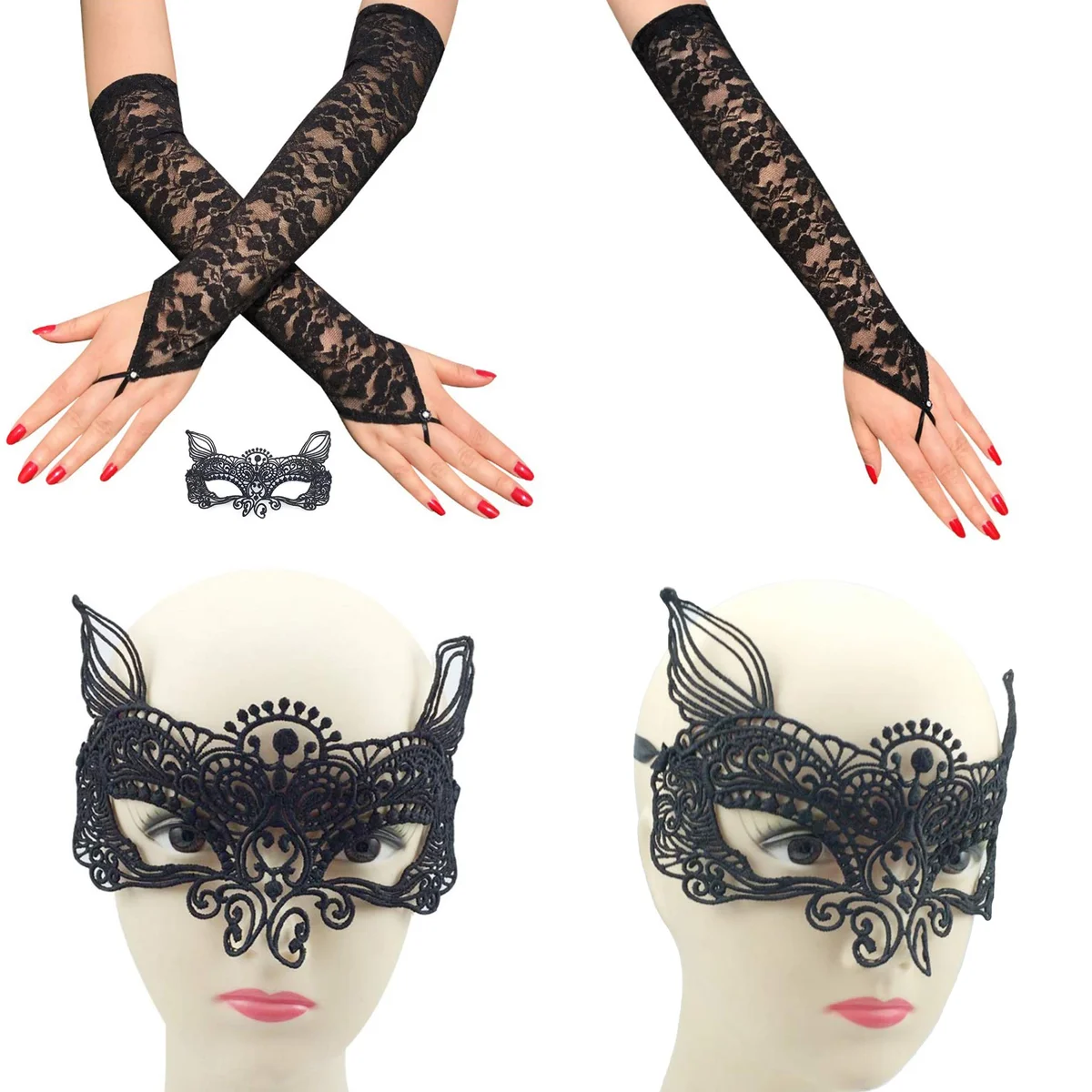 Guantes Encaje Gato: Estilo Nocturno y Accesorios Festivos